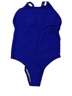 Kona Sol NWT Electric Blue Swimsuit High-Neck High-Leg Cut Strappy Back Size Lar
